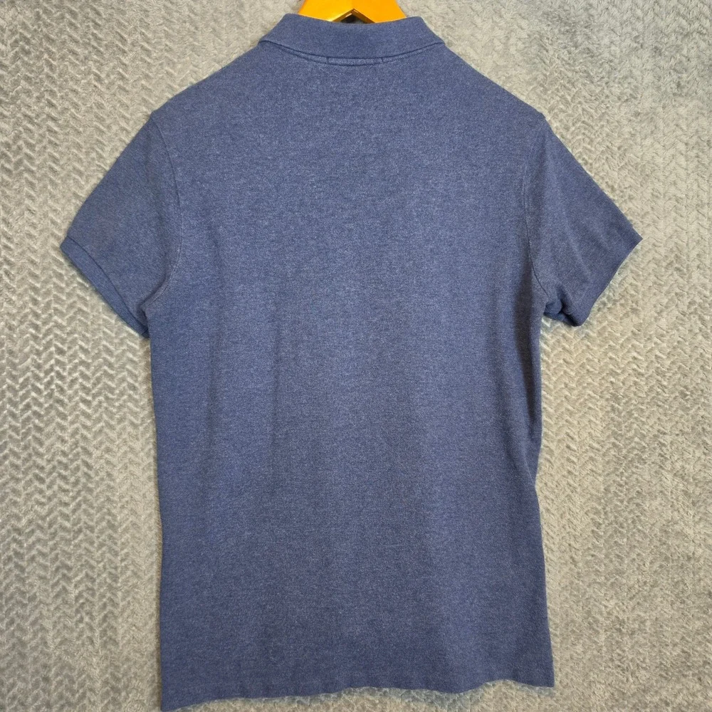 Polo Ralph Lauren Mens Custom Fit Polo Shirt Blue Heather Yellow Pony Size M